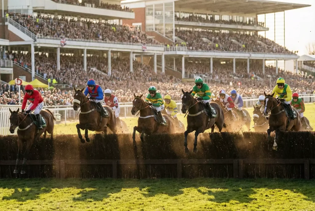 Grand National horse racing at Aintree racecourse
