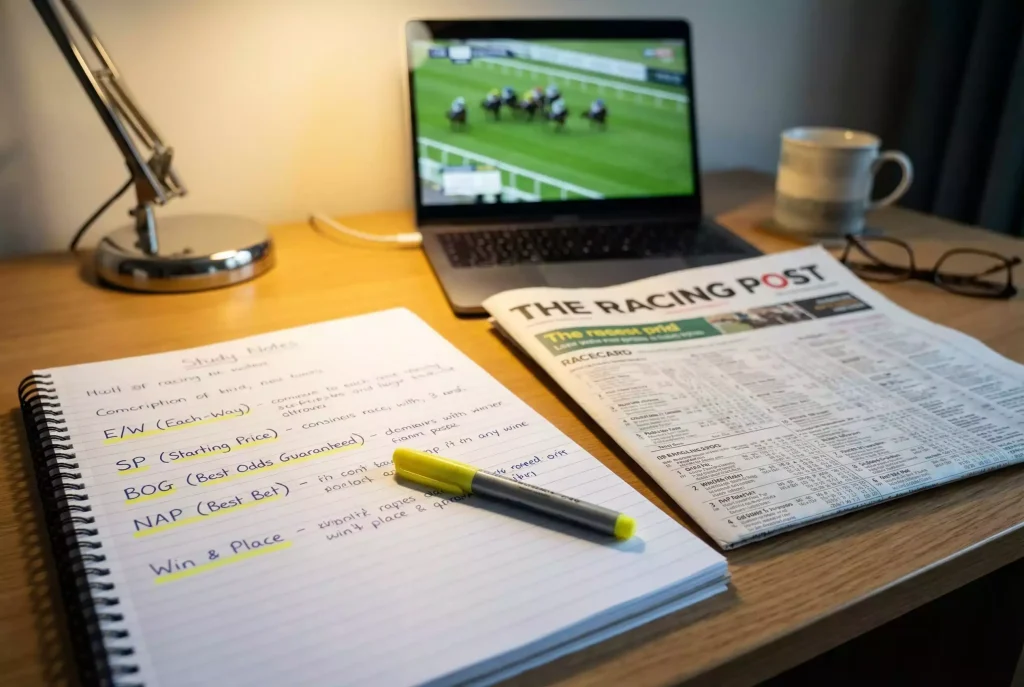 Horse racing betting terminology glossary with odds