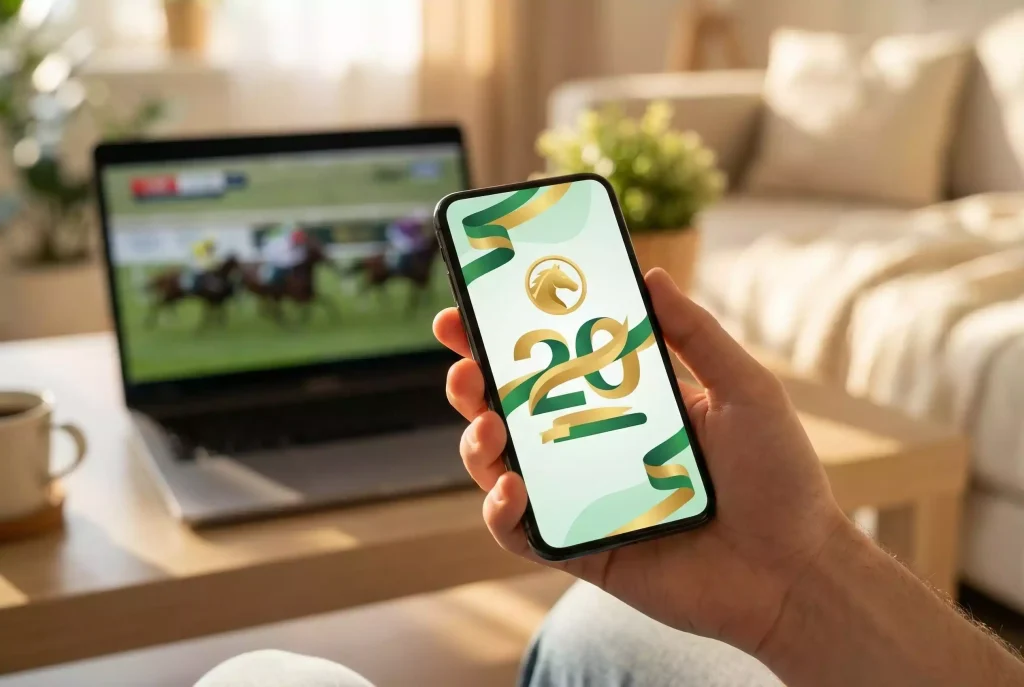 Horse racing free bet welcome bonus offer on mobile phone